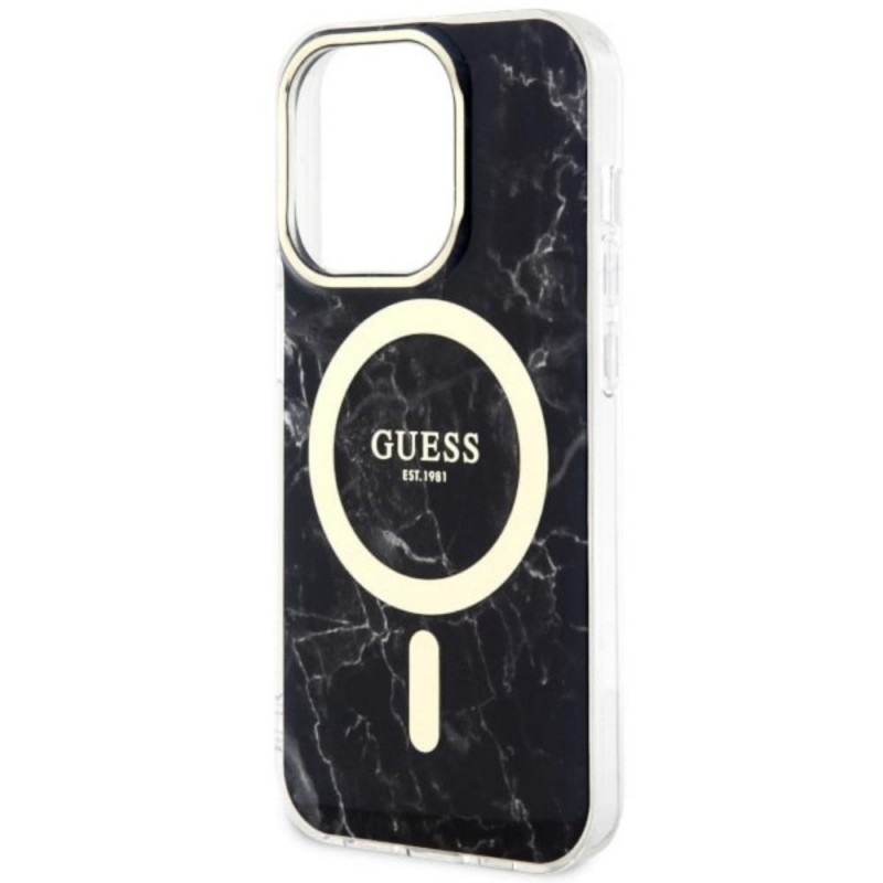 Оригинален кейс Guess Marble MagSafe, За iPhone 14 Pro Max (6.7), Черен