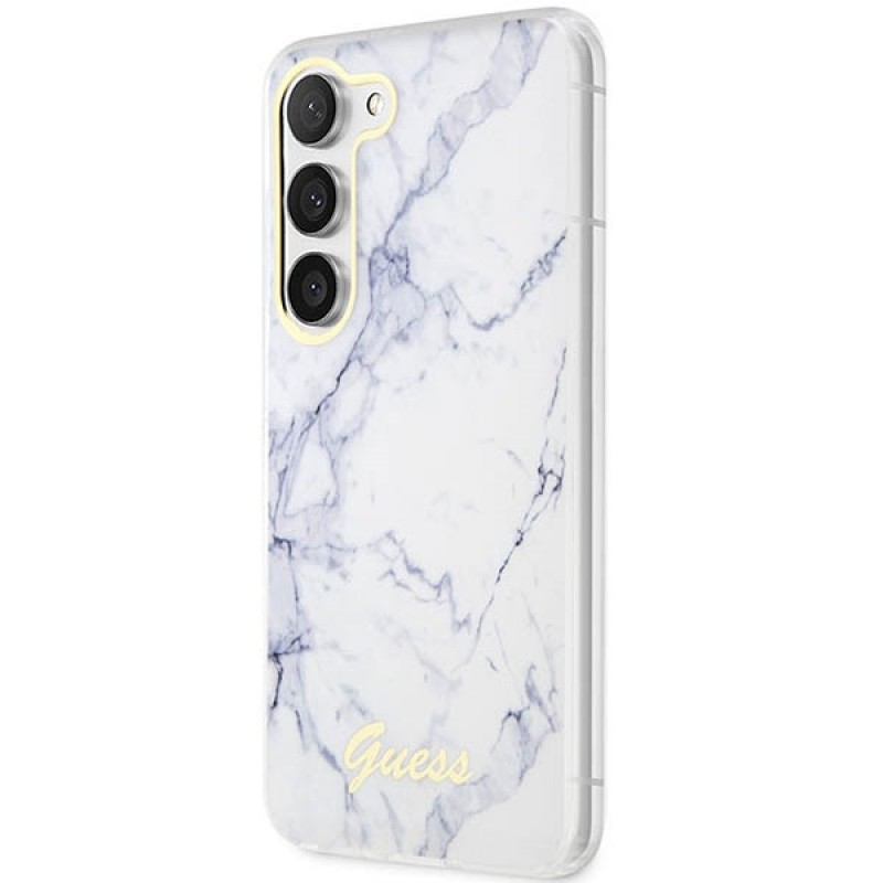 Оригинален кейс Guess Marble, За Samsung Galaxy S23 Ultra (S918B), Бял