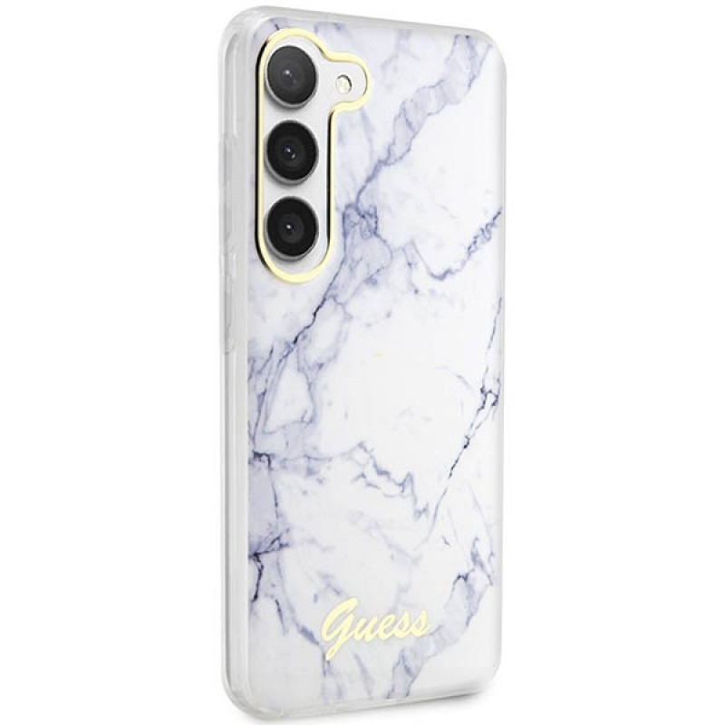 Оригинален кейс Guess Marble, За Samsung Galaxy S23 Ultra (S918B), Бял