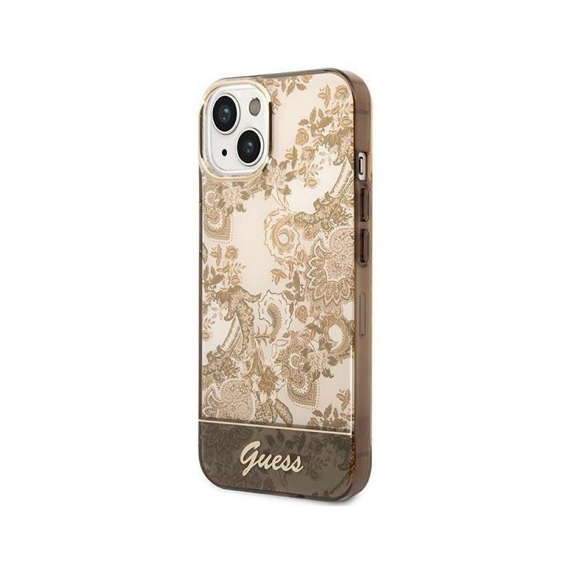 Оригинален кейс Guess Porcelain Collection, За iPhone 14 (6.1), Златист