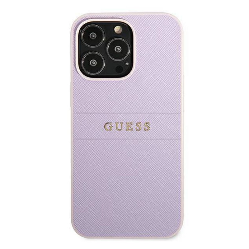 Оригинален кейс Guess Saffiano Hot Stamp and Metal Logo, За iPhone 13 Pro (6.1), Светлолилав