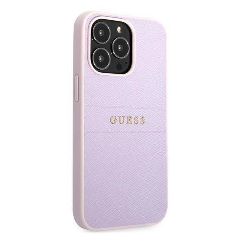 Оригинален кейс Guess Saffiano Hot Stamp and Metal Logo, За iPhone 13 Pro (6.1), Светлолилав