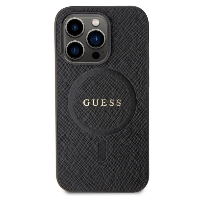 Оригинален кейс Guess Saffiano MagSafe, За iPhone 15 Pro Max (6.7), Черен