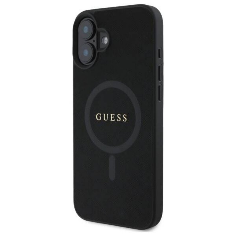 Оригинален кейс Guess Saffiano MagSafe, За iPhone 16 (6.1), Черен