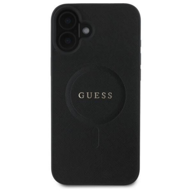 Оригинален кейс Guess Saffiano MagSafe, За iPhone 16 (6.1), Черен