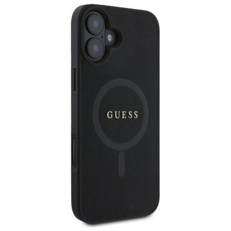 Оригинален кейс Guess Saffiano MagSafe, За iPhone 16 (6.1), Черен