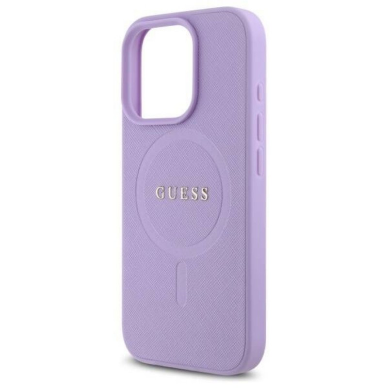 Оригинален кейс Guess Saffiano MagSafe, За iPhone 16 Pro (6.3), Лилав