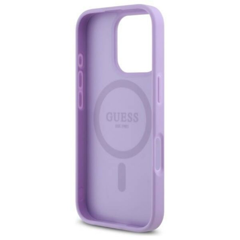 Оригинален кейс Guess Saffiano MagSafe, За iPhone 16 Pro (6.3), Лилав