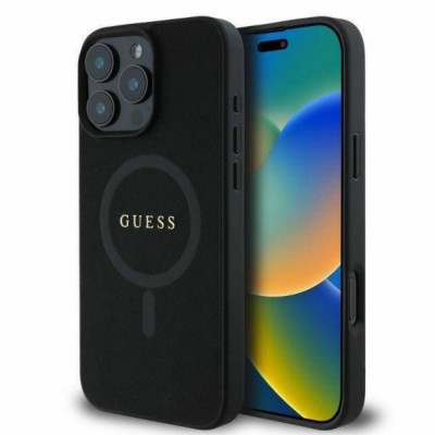 Оригинален кейс Guess Saffiano MagSafe, За iPhone 16 Pro Max (6.9), Черен