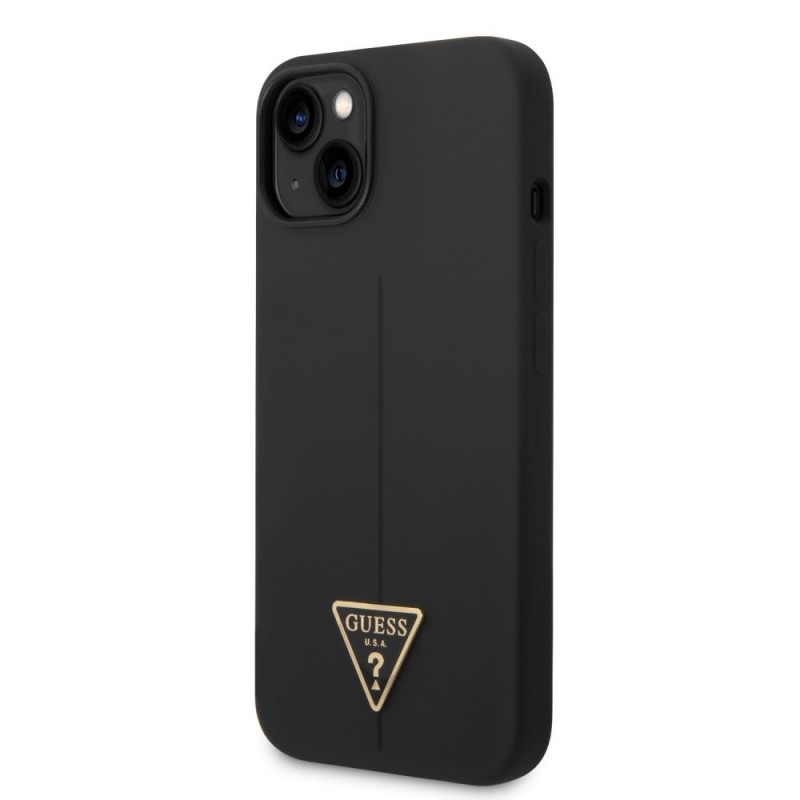 Оригинален кейс Guess Silicone Triangle, За iPhone 14 (6.1), Черен