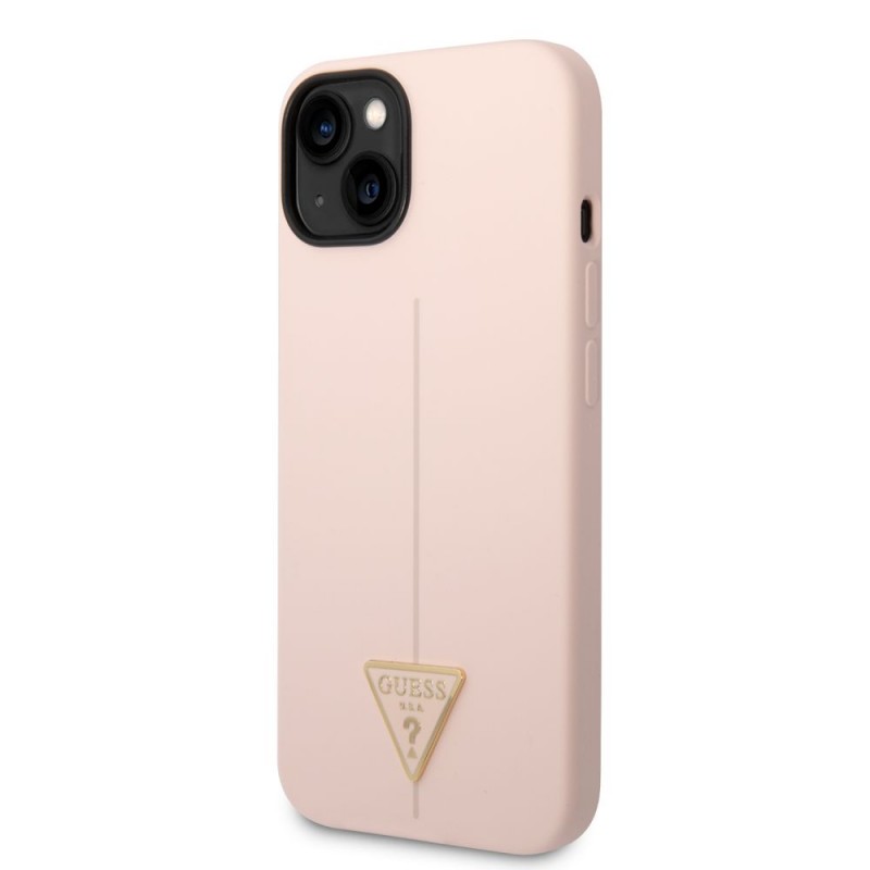 Оригинален кейс Guess Silicone Triangle, За iPhone 14 (6.1), Розов