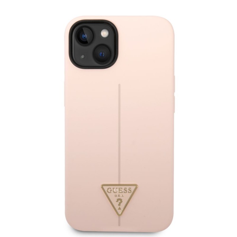 Оригинален кейс Guess Silicone Triangle, За iPhone 14 (6.1), Розов