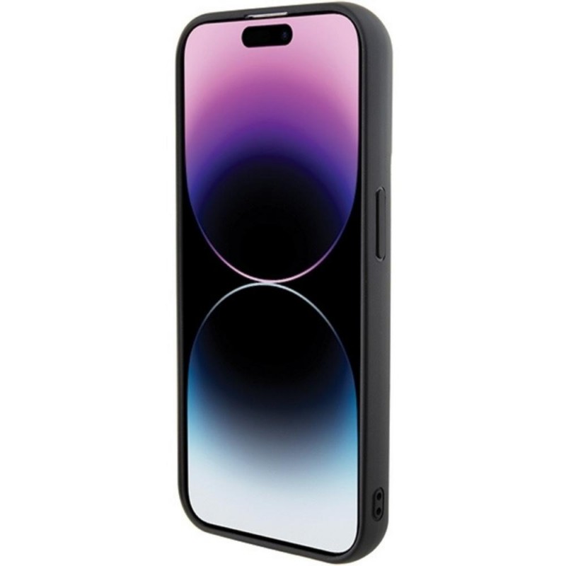 Оригинален кейс Karl Lagerfeld Fixed Glitter Ikonik Logo Metal Pin, За iPhone 15 Pro (6.1), Черен