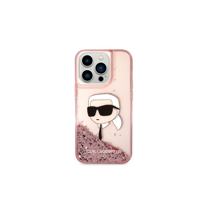 Оригинален кейс Karl Lagerfeld Glitter Karl Head, За iPhone 14 Pro Max (6.7), Розов