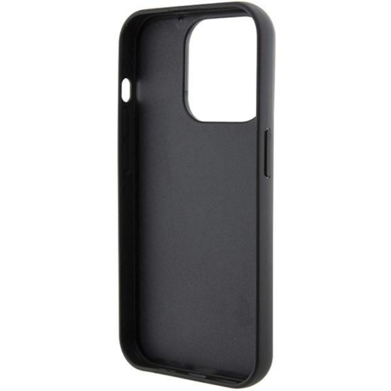 Оригинален кейс Karl Lagerfeld Gripstand Saffiano Choupette Pins, За iPhone 15 Pro (6.1), Черен