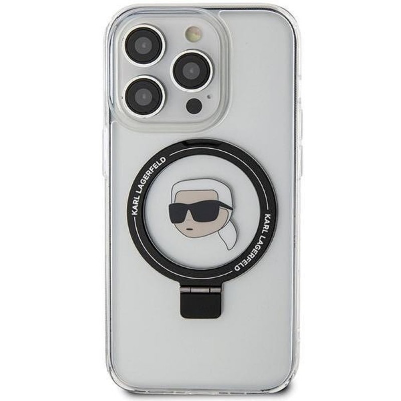 Оригинален кейс Karl Lagerfeld HC Magsafe Ringstand KH, За iPhone 15 Pro (6.1), Прозрачен