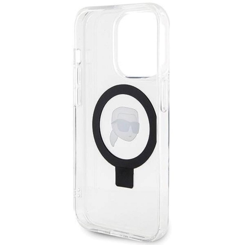 Оригинален кейс Karl Lagerfeld HC Magsafe Ringstand KH, За iPhone 15 Pro (6.1), Прозрачен