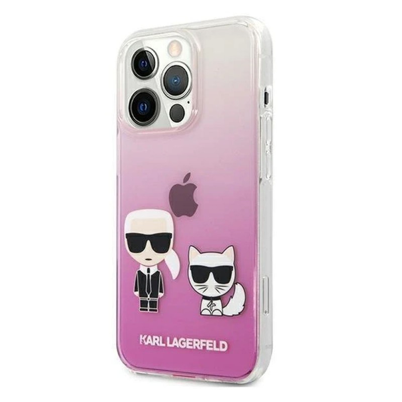 Оригинален кейс Karl Lagerfeld Ikonik Karl and Choupette, За iPhone 13 Pro (6.1), Розов