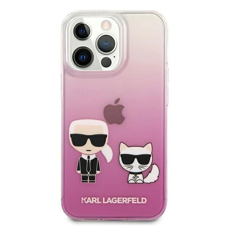 Оригинален кейс Karl Lagerfeld Ikonik Karl and Choupette, За iPhone 13 Pro (6.1), Розов