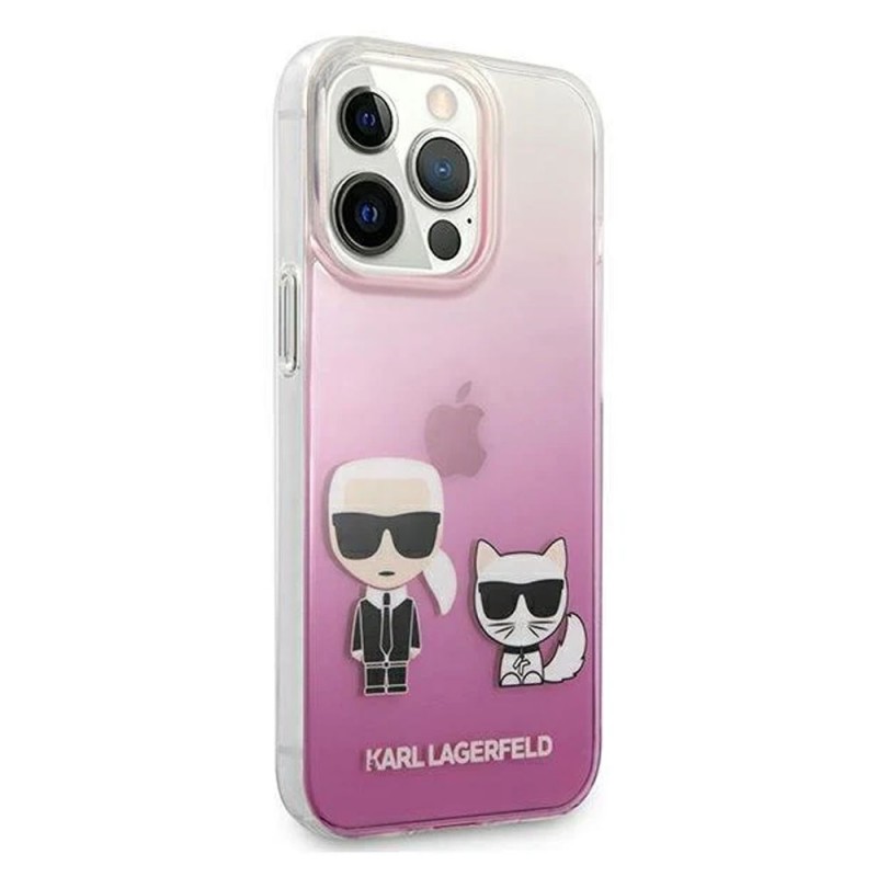Оригинален кейс Karl Lagerfeld Ikonik Karl and Choupette, За iPhone 13 Pro (6.1), Розов