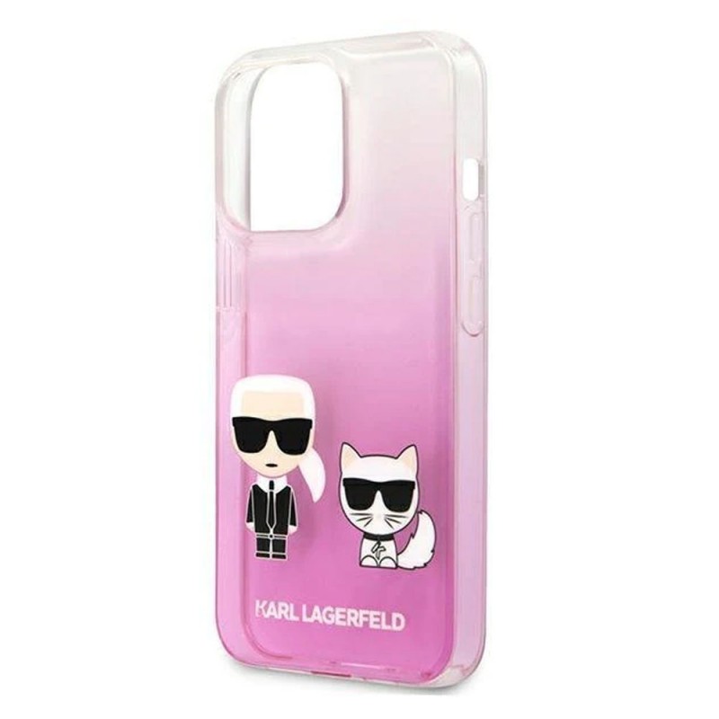 Оригинален кейс Karl Lagerfeld Ikonik Karl and Choupette, За iPhone 13 Pro (6.1), Розов