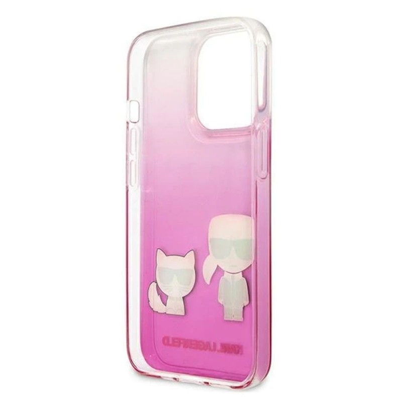 Оригинален кейс Karl Lagerfeld Ikonik Karl and Choupette, За iPhone 13 Pro (6.1), Розов