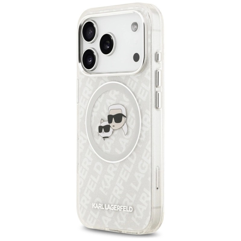 Оригинален кейс Karl Lagerfeld Karl and Choupette Glitter MagSafe, За iPhone 17 Pro (6.3), Прозрачен