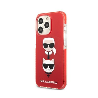 Оригинален кейс Karl Lagerfeld Karl and Choupette Head, За iPhone 13 Pro (6.1), Червен
