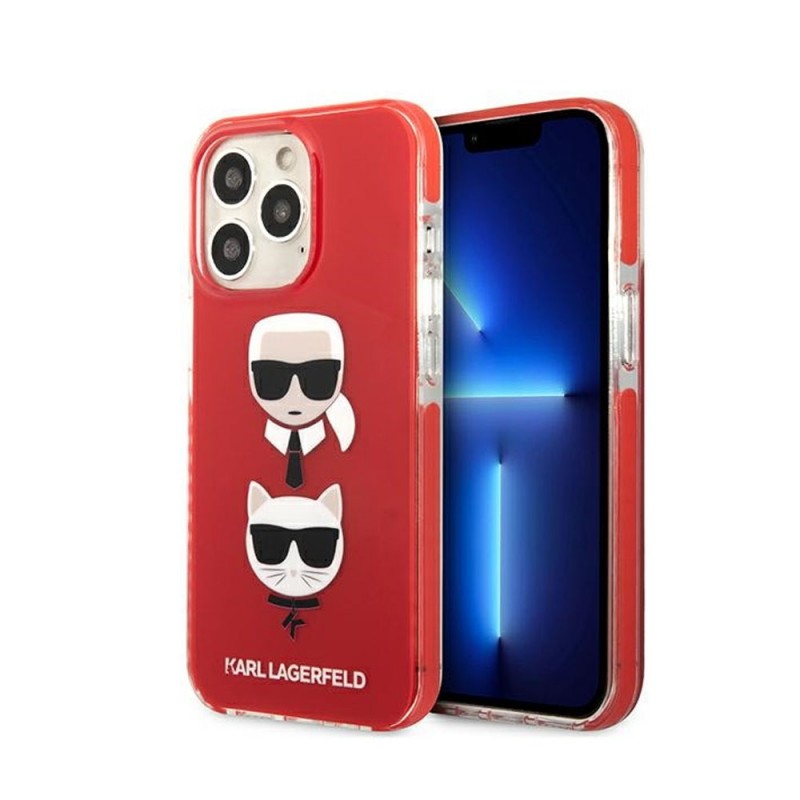 Оригинален кейс Karl Lagerfeld Karl and Choupette Head, За iPhone 13 Pro (6.1), Червен