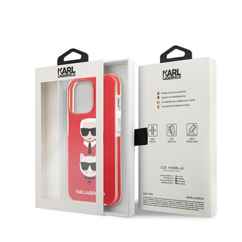 Оригинален кейс Karl Lagerfeld Karl and Choupette Head, За iPhone 13 Pro (6.1), Червен