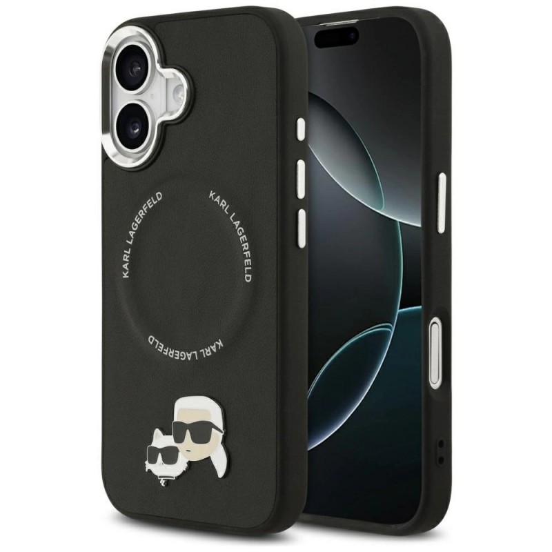 Оригинален кейс Karl Lagerfeld Karl and Choupette Pins MagSafe, За iPhone 17 (6.3), Черен