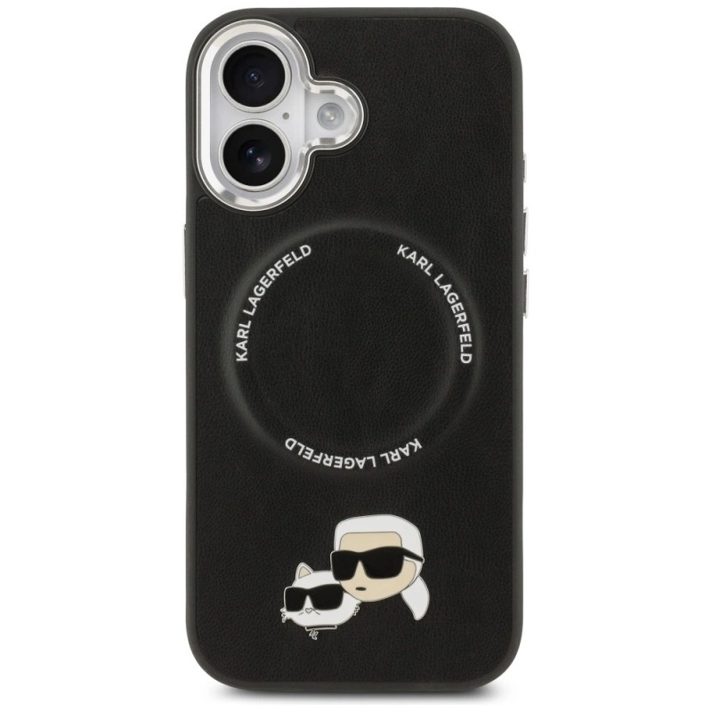 Оригинален кейс Karl Lagerfeld Karl and Choupette Pins MagSafe, За iPhone 17 (6.3), Черен