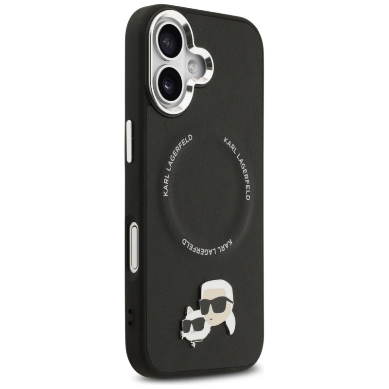 Оригинален кейс Karl Lagerfeld Karl and Choupette Pins MagSafe, За iPhone 17 (6.3), Черен