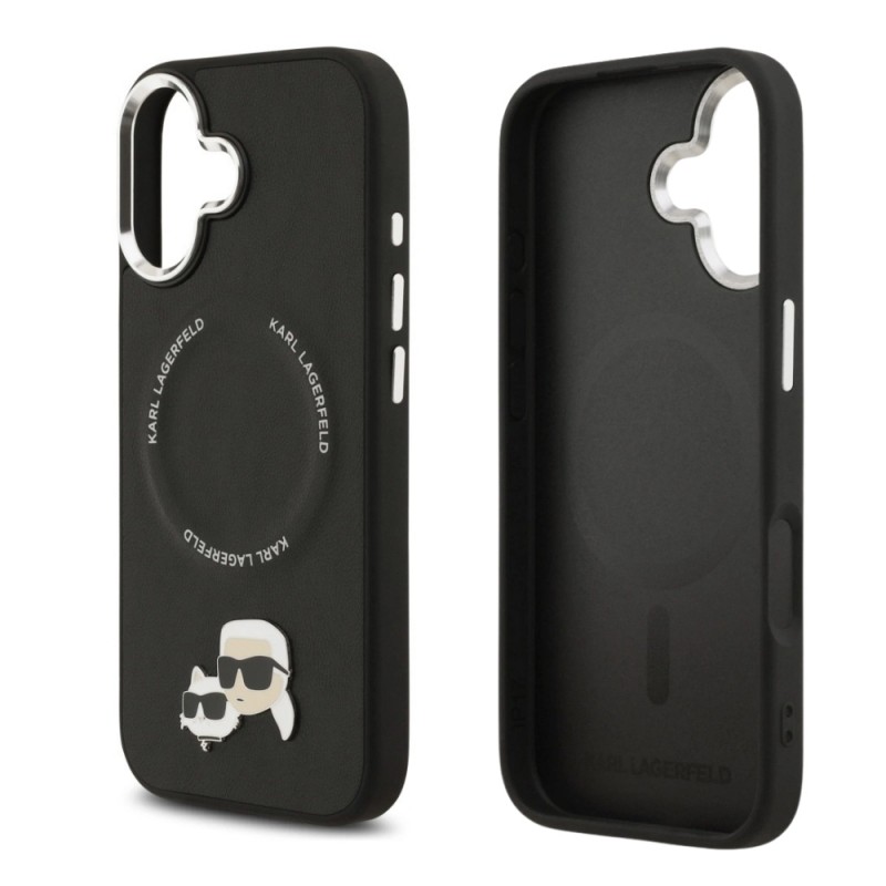 Оригинален кейс Karl Lagerfeld Karl and Choupette Pins MagSafe, За iPhone 17 (6.3), Черен