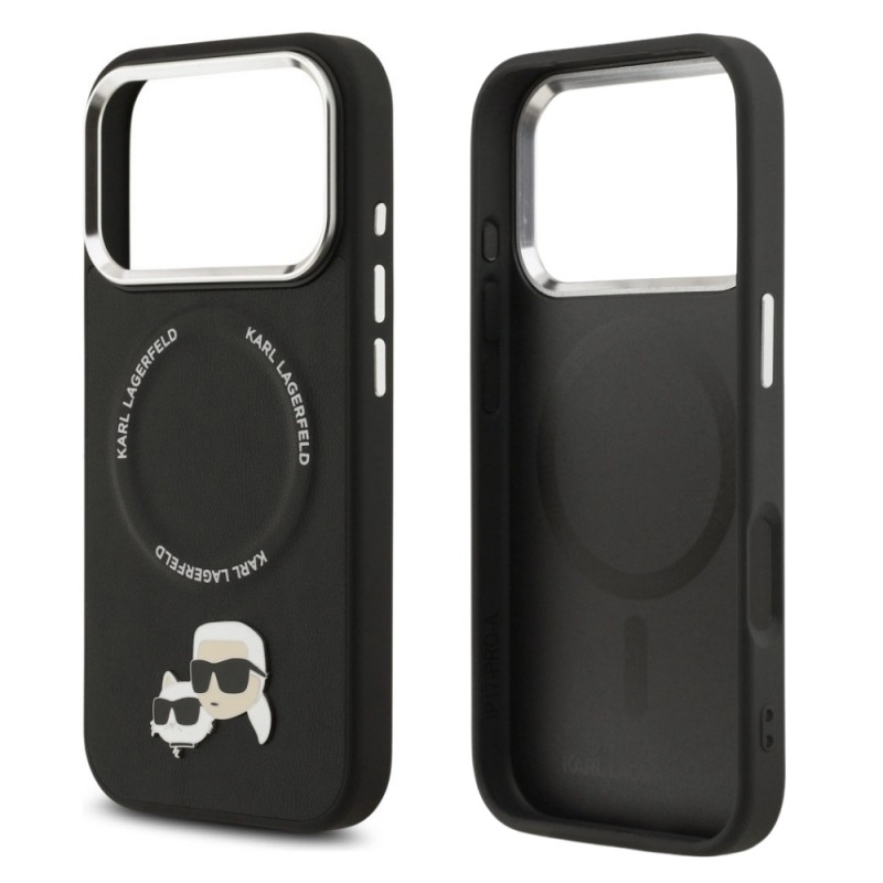 Оригинален кейс Karl Lagerfeld Karl and Choupette Pins MagSafe, За iPhone 17 Pro (6.3), Черен