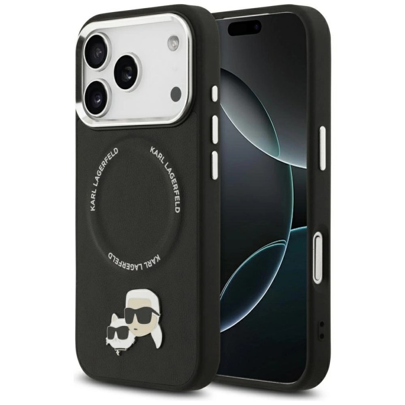 Оригинален кейс Karl Lagerfeld Karl and Choupette Pins MagSafe, За iPhone 17 Pro Max (6.9), Черен