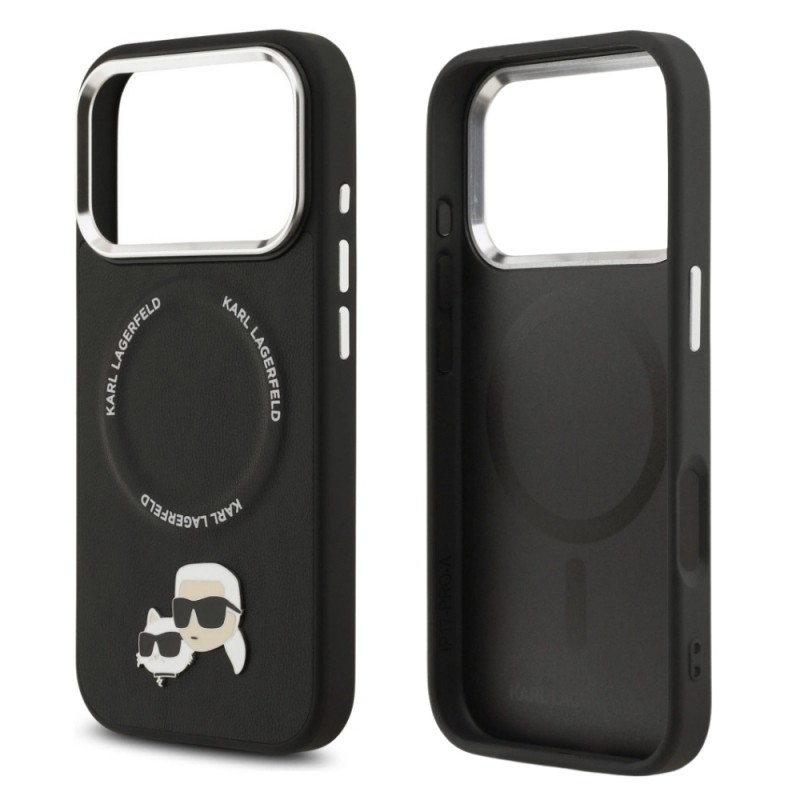 Оригинален кейс Karl Lagerfeld Karl and Choupette Pins MagSafe, За iPhone 17 Pro Max (6.9), Черен