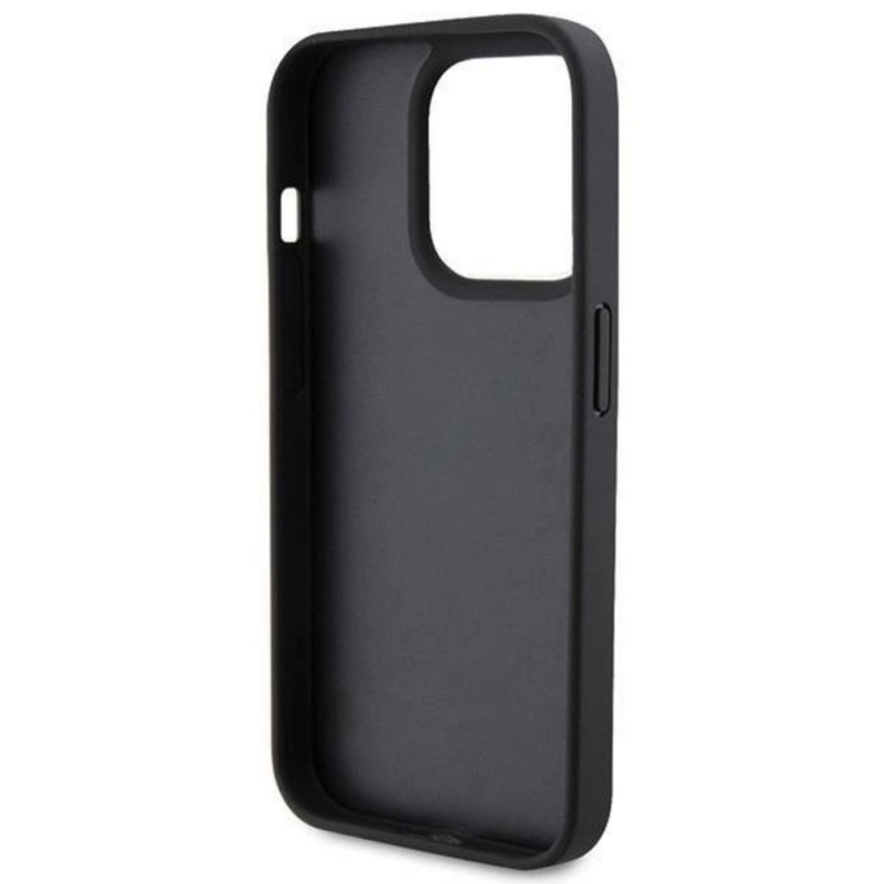 Оригинален кейс Karl Lagerfeld Leather Monogram Hot Stamp Metal Logo, За iPhone 15 Pro (6.1), Черен
