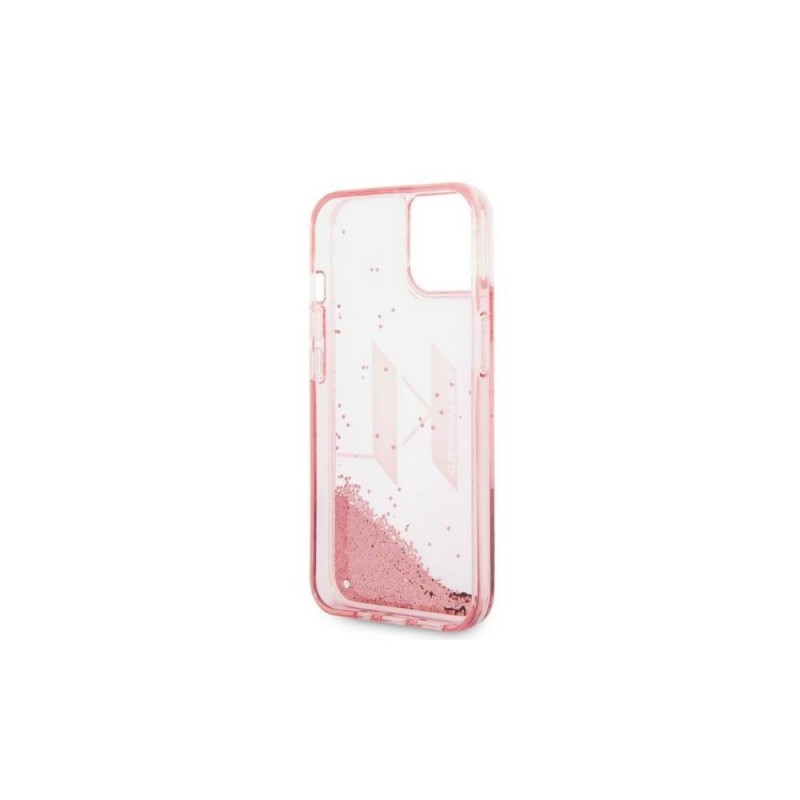Оригинален кейс Karl Lagerfeld Liquid Glitter Big KL, За iPhone 14 (6.1), Розов