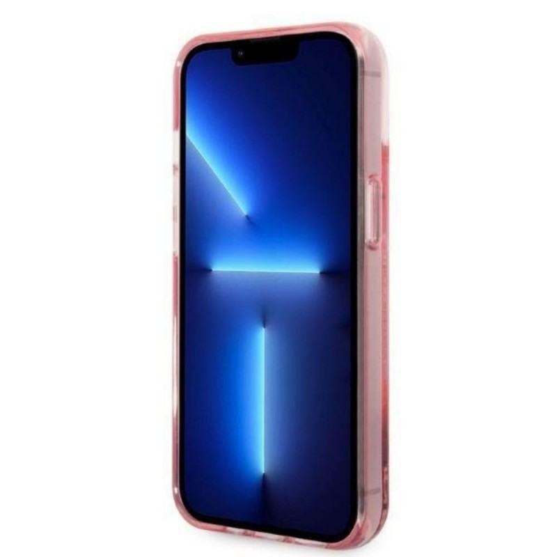 Оригинален кейс Karl Lagerfeld Liquid Glitter Big KL, За iPhone 14 (6.1), Розов