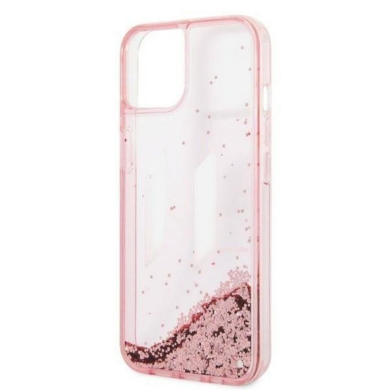 Оригинален кейс Karl Lagerfeld Liquid Glitter Big KL, За iPhone 14 (6.1), Розов