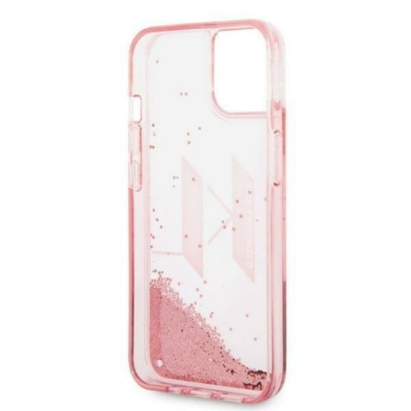 Оригинален кейс Karl Lagerfeld Liquid Glitter Big KL, За iPhone 14 (6.1), Розов