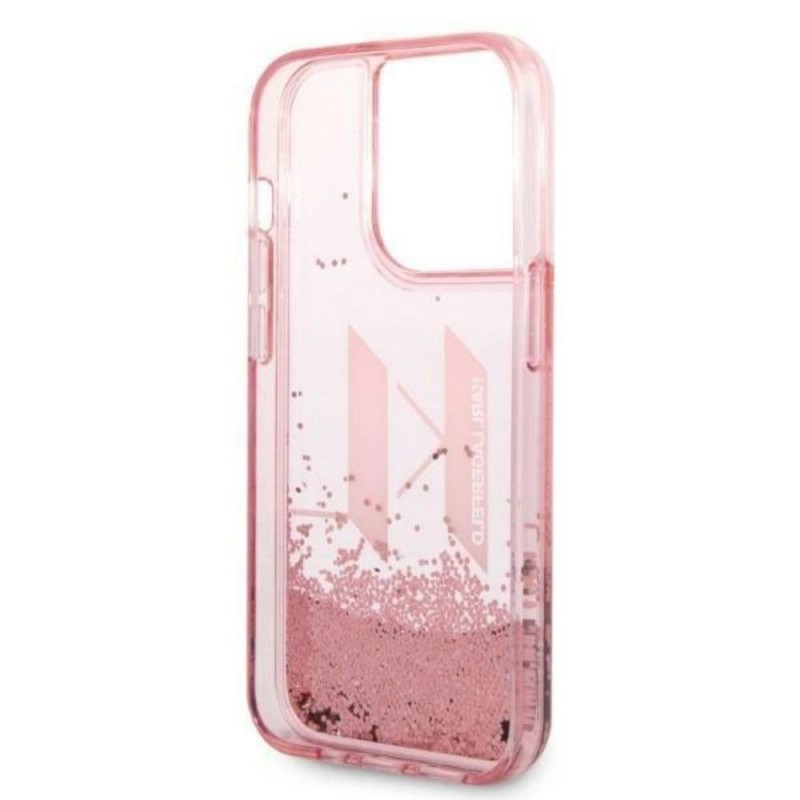 Оригинален кейс Karl Lagerfeld Liquid Glitter Big KL, За iPhone 14 Pro Max (6.7), Розов