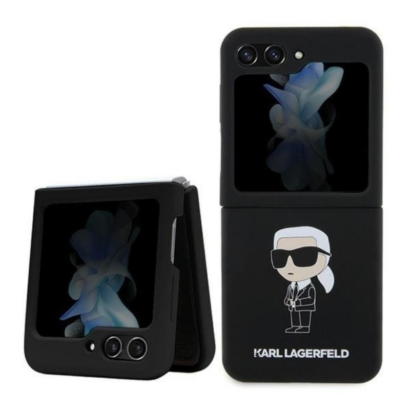 Оригинален кейс Karl Lagerfeld Liquid Glitter Ikonik, За Samsung Galaxy Z Flip5 5G, Черен