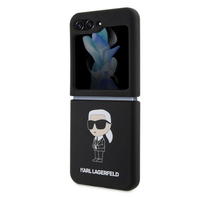 Оригинален кейс Karl Lagerfeld Liquid Glitter Ikonik, За Samsung Galaxy Z Flip5 5G, Черен