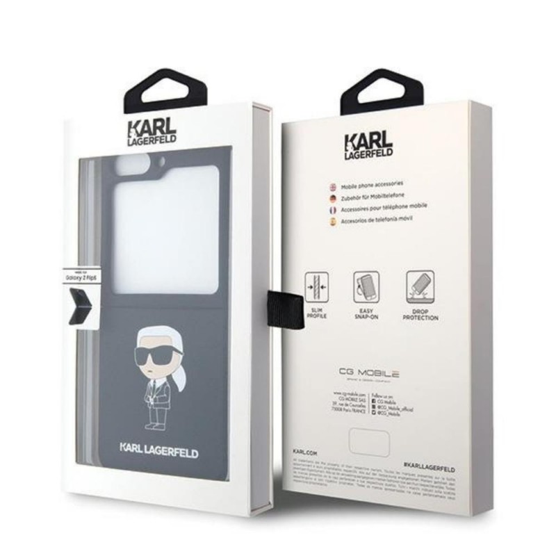 Оригинален кейс Karl Lagerfeld Liquid Glitter Ikonik, За Samsung Galaxy Z Flip5 5G, Черен