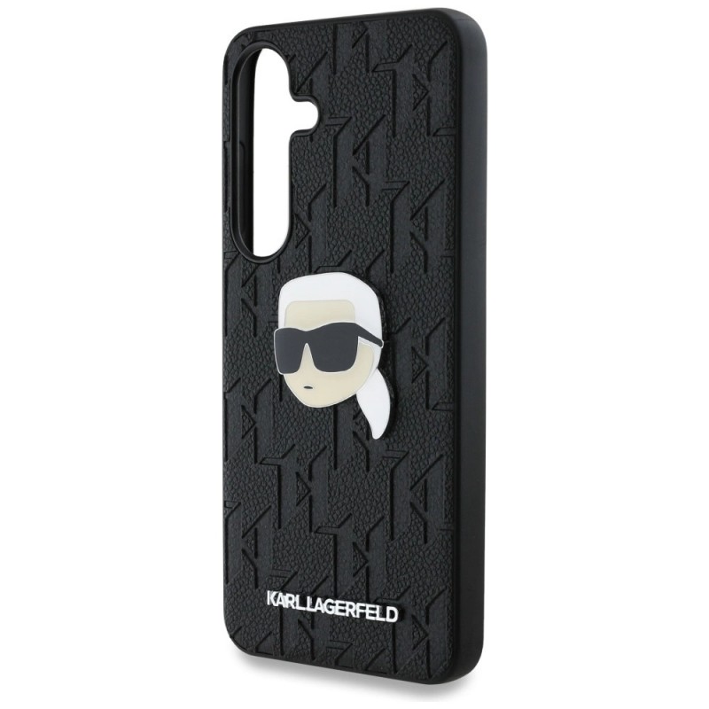 Оригинален кейс Karl Lagerfeld Monogram Pin Logo Karl Head, За Samsung Galaxy S25, Черен