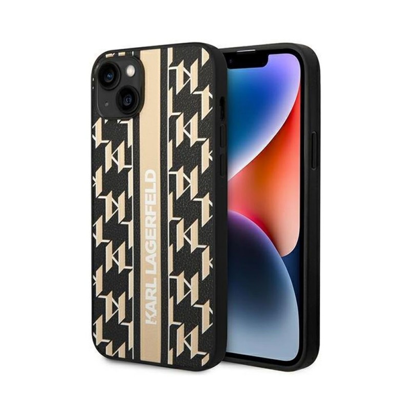 Оригинален кейс Karl Lagerfeld Monogram Stripe, За iPhone 14 Pro (6.1), Кафяв