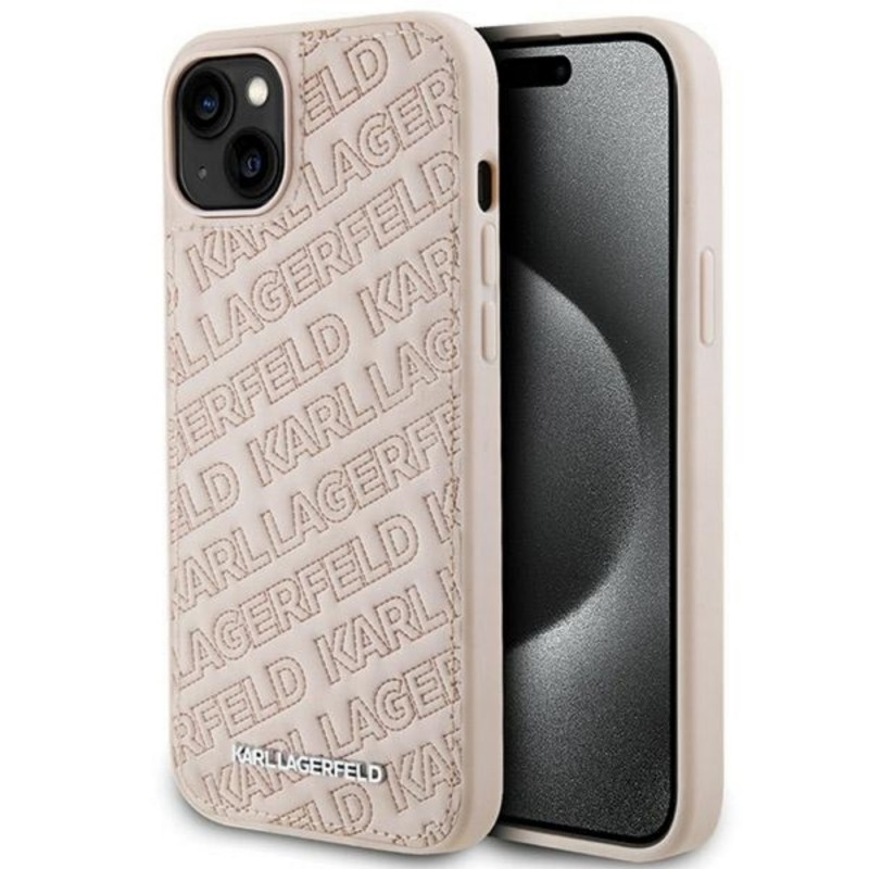 Оригинален кейс Karl Lagerfeld Quilted K Pattern, За iPhone 15 (6.1), Розов