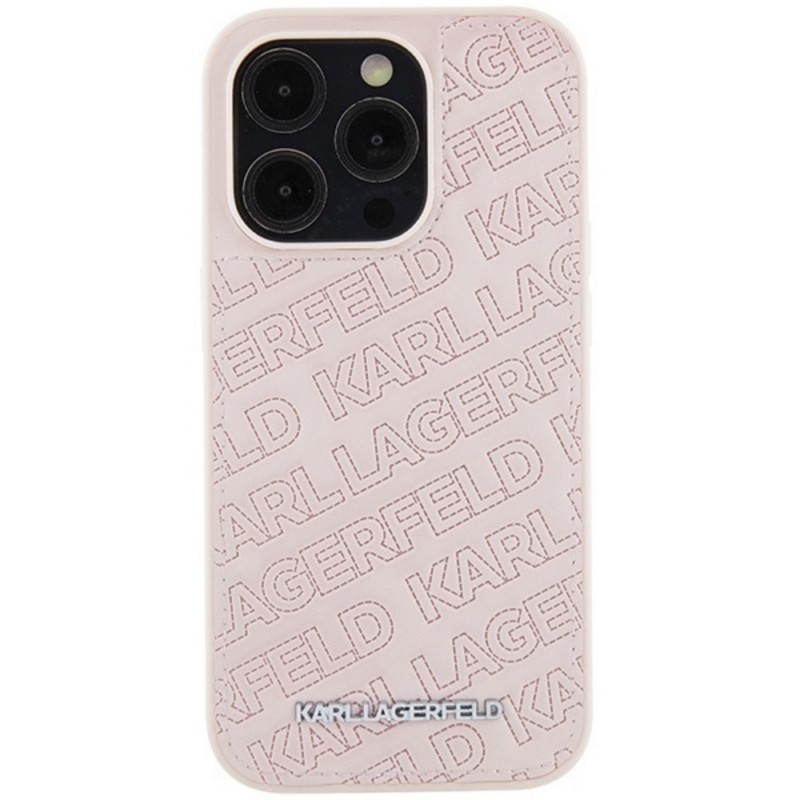 Оригинален кейс Karl Lagerfeld Quilted K Pattern, За iPhone 15 Pro (6.1), Розов